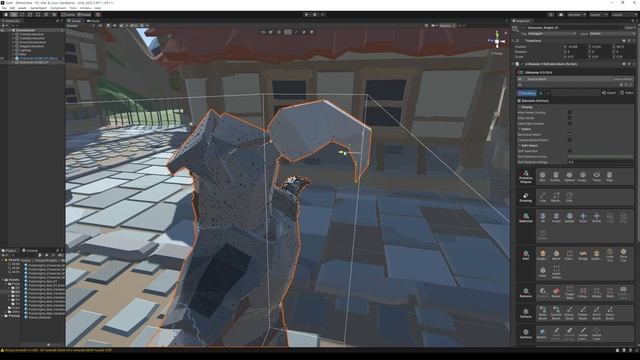 Editing a character of POLYGON Knights by Synty Studio using UModeler X inside Unity
