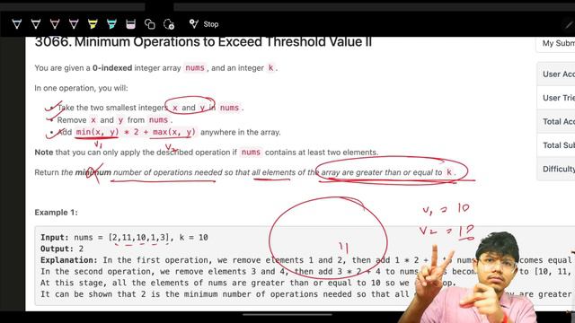 3066. Minimum Operations to Exceed Threshold Value II | Greedy | Time Complexity смотреть онлайн