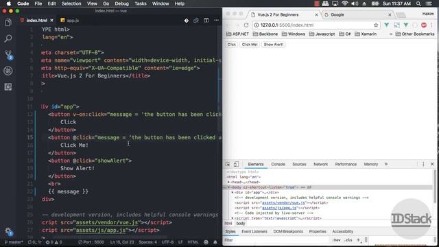 Vue.js 2 For Beginners - 14 Vue.js Directive v-on for event handler