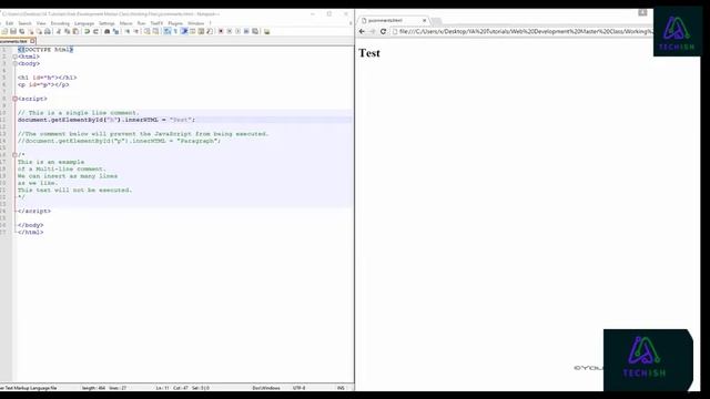 JavaScript Inner Html And Commenting | Complete Tutorial #003 | TECHISH