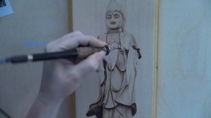 Pyrography Art Lotus Goddess Statue wood burning time lapse