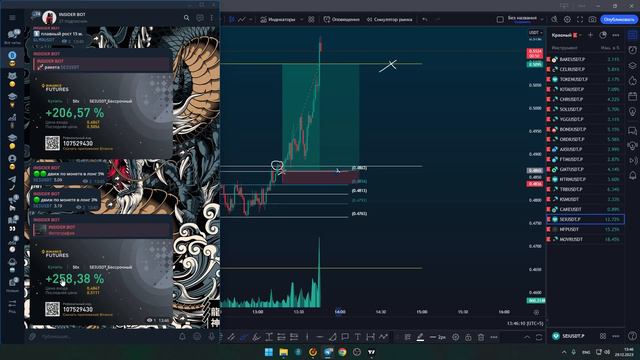 работа с ботом на примере монеты #SEI по сигналу «ракета» смотреть онлайн