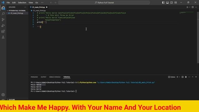Python : Print Comments And Strings In Python | Python 02 Print Statement