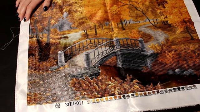 Процесс вышивки картины "Осенний парк" смотреть онлайн
