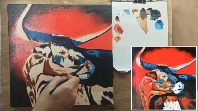 ? БЫК?. Живопись маслом/ символ 2021 года????/Интерьерная картина/ Марина Бердник смотреть онлайн