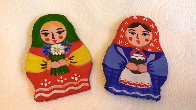 Матрёшка-магнит из солёного теста. Расписанные Матрёшечки! смотреть онлайн