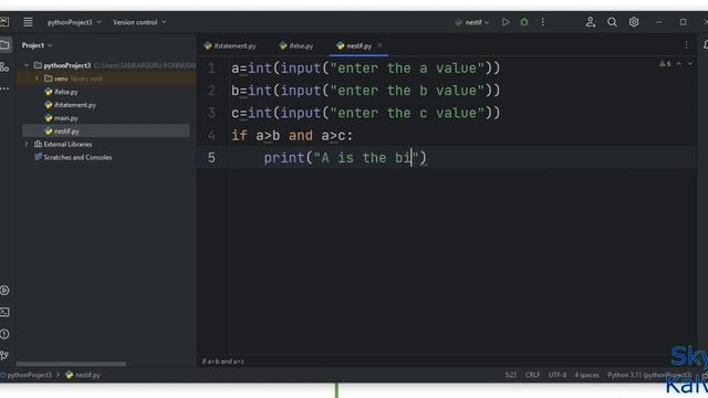 python nested if else statement in tamil