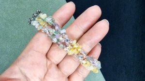 Bracelet DIY. Handmade. Браслет из каменной крошки. Цитрин, Флюорит.