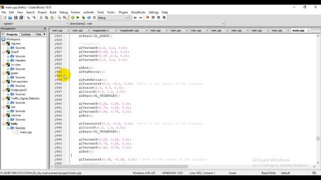 City Road Scenario OpenGL Project | Plane Animation | C++ Computer Graphics Program for moving Trai
