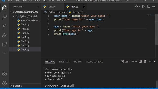 Python Tutorial #tutorial 7 || Taking Input from User in Python