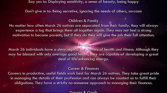 March 26 - Birthday Horoscope Personality