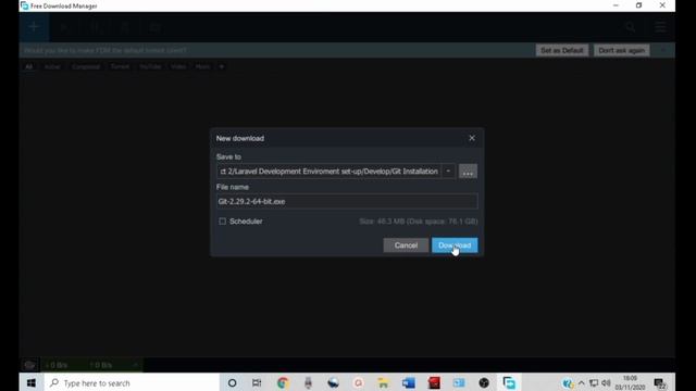 How to install and Set-up Laravel in Windows 10: Git installation, Laravel Development Environment