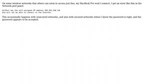 Apple: Airport connection problem, self-assigned IP address, not able to connect