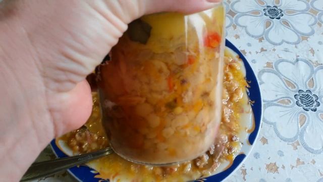 Гороховая каша в автоклаве. Открываю баночку. смотреть онлайн