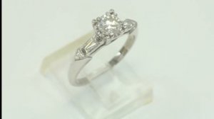 .76CT Platinum diamond engagement ring ant/style VS2 rnd brilliant baguette 6.25 - 23324