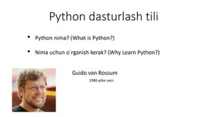 #1 dars | Kirish darsi | Python dasturlash tili