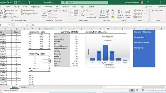 Statistics in Excel Tutorial 1.1.  Descriptive Statistics using Microsoft Excel