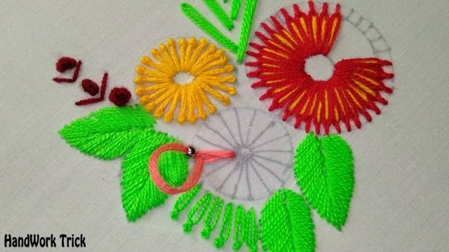 Hand Embroidery Gazania Flower Embroidery designs Tutorial, simple hand embroidery designs For Dres