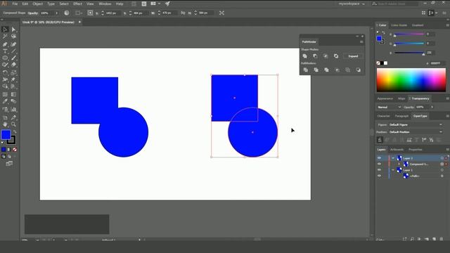 Pathfinder Обработка контуров в Adobe Illustrator