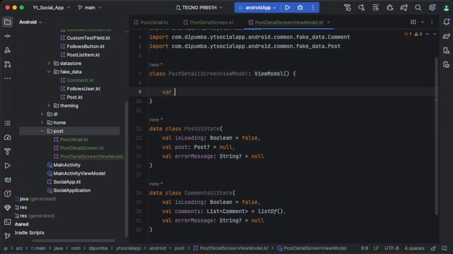Kotlin Multiplatform Mobile & Ktor: Build a Social Media App - Part 7 Android Post detail UI