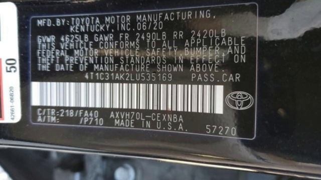 2021 TOYOTA CAMRY SE NIGHTSHADE EDITION HYBRID 4T1C31AK2LU53516 смотреть онлайн