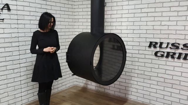 Подвесной камин LOFT-30 с вращением топки на 360 градусов. смотреть онлайн