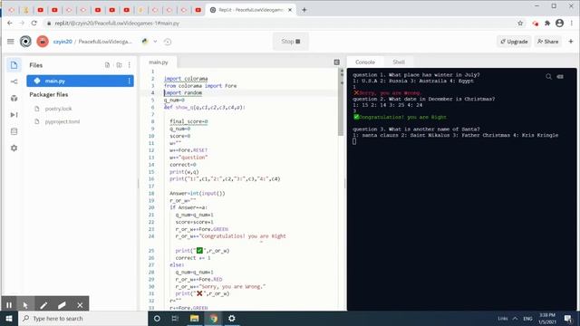 Python: My Quiz Game