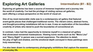 50. Exploring Art Galleries (Intermediate B1-B2) - English Reading Practice