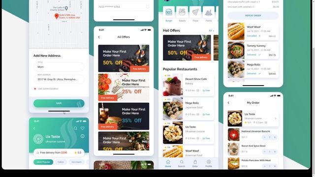 Delmer - Food Delivery Mobile App Figma UI Template app organic смотреть онлайн