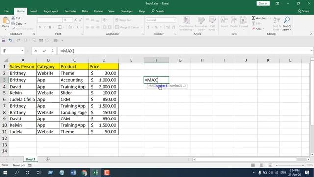 How to Use MAX Function in Excel