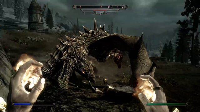 Skyrim  01  Combat contre un dragon ! difficulté légendaire