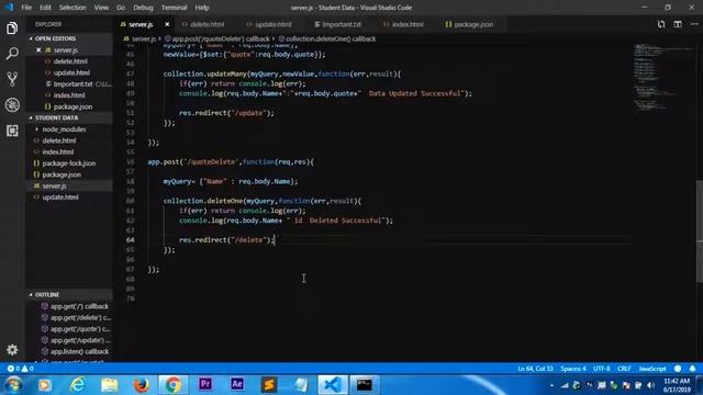 Delete Operation - MongoDB, NodeJS , Express смотреть онлайн