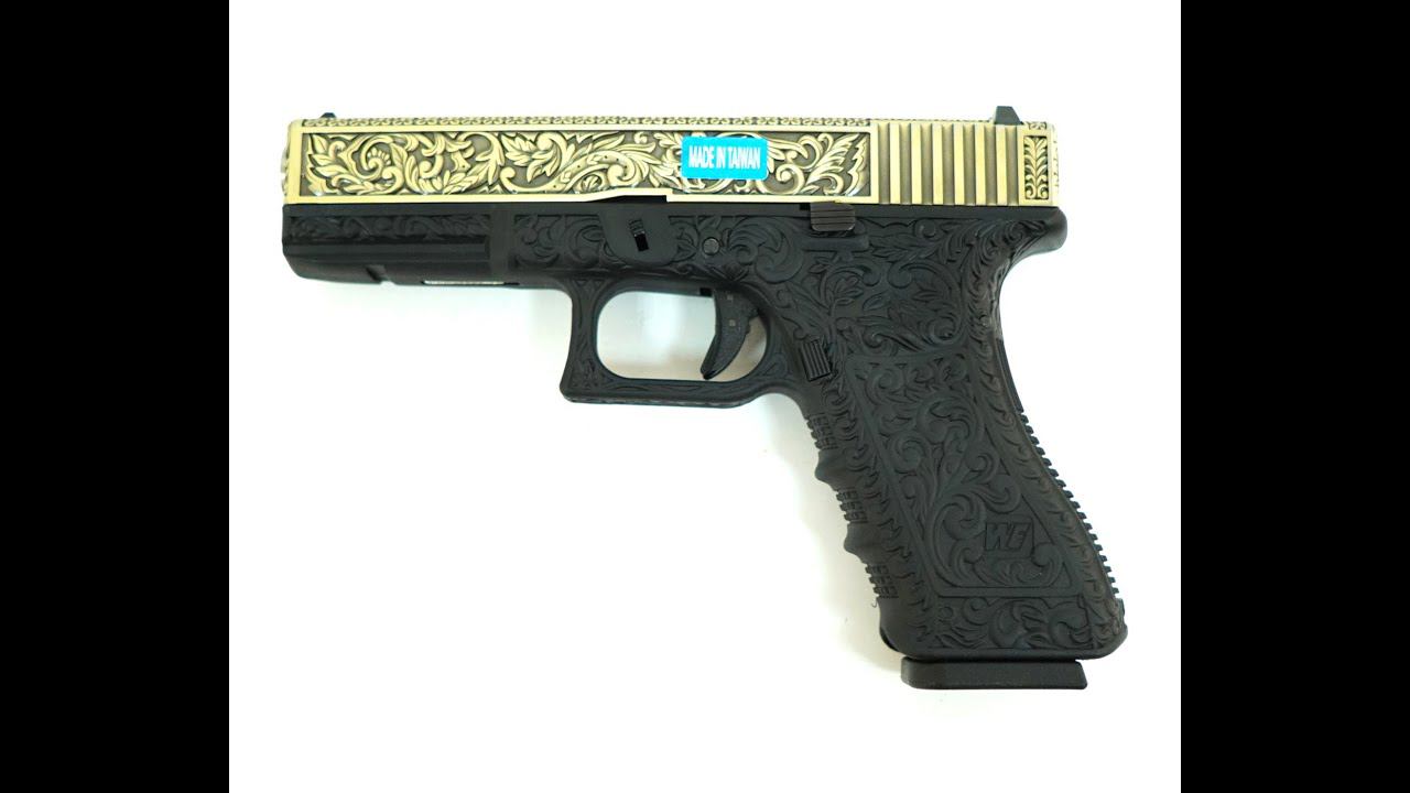 Обзор страйкбольного пистолета WE Glock-17 Gen.3 Bronze, с гравировкой! смотреть онлайн