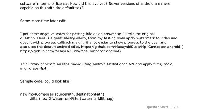 Android : Adding watermark bitmap over video in android: 4.3's MediaMuxer or ffmpeg смотреть онлайн