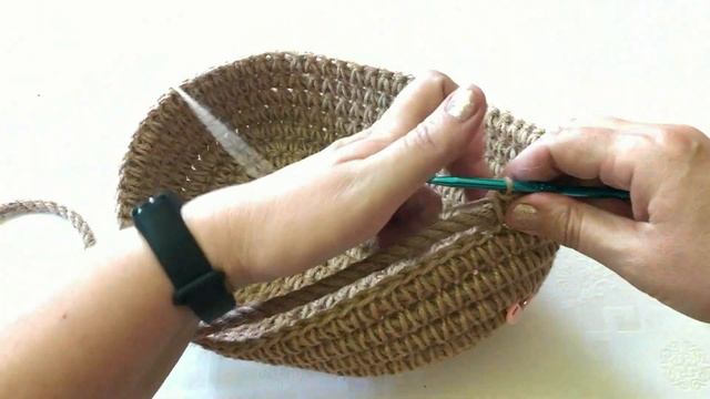 Классическая СУМОЧКА-КОРЗИНКА из джута "БРИЗ"  ( часть 2 )
