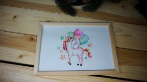 РИСУЕМ НОВОГОДНИЙ ПОСТЕР (открытка) ЕДИНОРОГ В ДЕТСКУЮ КОМНАТУ