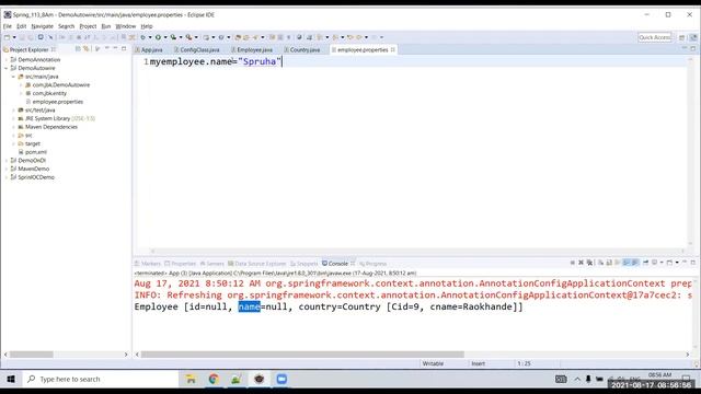 Auto wire by Constructor level | Implementation of Auto wire by Constructor level in spring Boot
