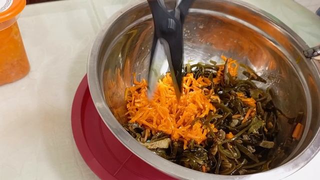 Салат ? из морской капусты ?  с фасолью и морковью ? покарейски ?️ с яйцом ? смотреть онлайн