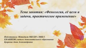 Видео-занятие Фенологические наблюдения Педагог ДО Букреева А.А.