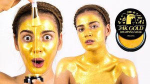Корейская маска для лица из чистого золота  Золотая маска 24K GOLD WRAPPING MASK  POLI NA PALME