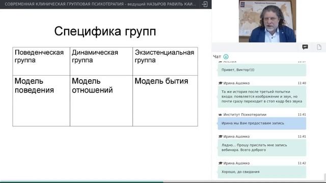 ВИДЕОЛЕКЦИЯ СОВРЕМЕННАЯ КЛИНИЧЕСКАЯ ГРУППОВАЯ ПСИХОТЕРАПИЯ