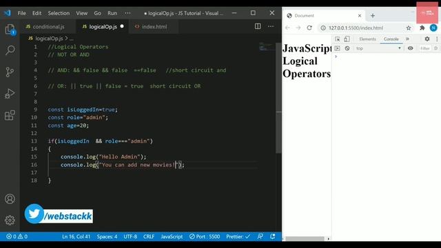 JavaScript Tutorial #11 | Logical Operators | Short Circuit Evaluation | JavaScript Operators