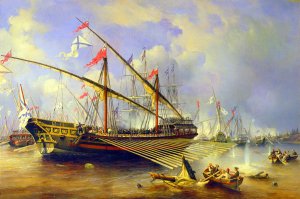 Вторая победа русского флота над шведами у острова  Гренгам в Северной войне.  .