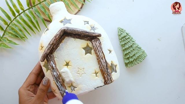 DIY Christmas Bottle Art | Air Dry Clay Christmas Craft Ideas | Clay Art смотреть онлайн