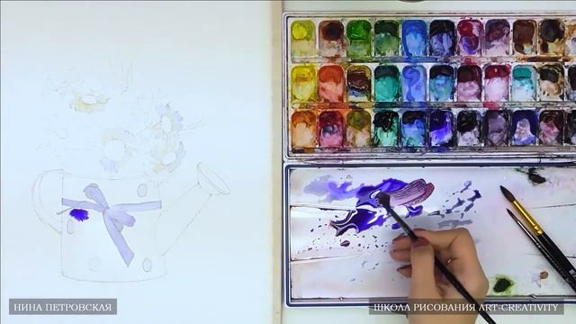 13 Скетчинг Лейка с цветами часть 3 смотреть онлайн