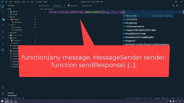 Message Passing - content script to devtools | Chrome Extension Development | XPath Selenium