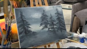 Пейзаж акрилом | Туманный лес, акрил! Landscape acrylic | Foggy forest, acrylic! #анастасиямакеева