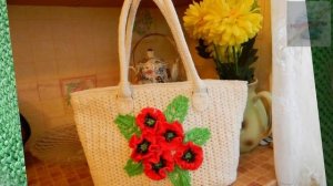 Вязаные сумки из пакетов. Сrochet Handbags of  Plastic Yarn