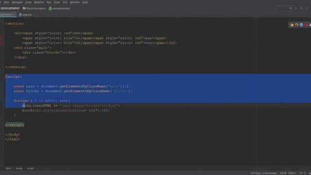 Block Animation Tutorial via HTML, CSS & JAVASCRIPT