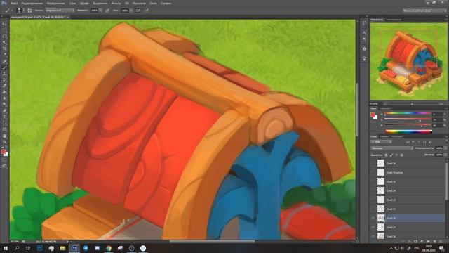 Garden house  -  isometric casual game art (photoshop)